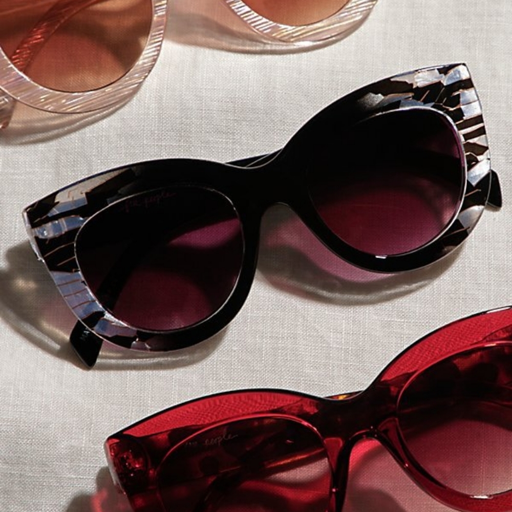 BNWT Free People Sunglasses Shades Midnight Muse Pearl Black Crackle